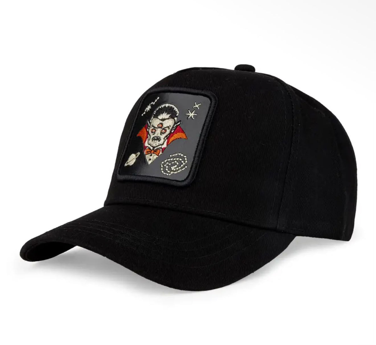 Cappellino Baseball Nero con Patch Ricamata "Space Vampire"